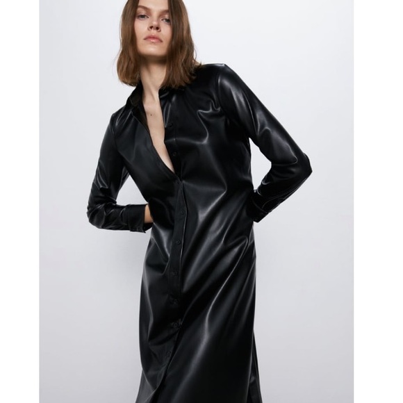 NWT Zara Faux Leather Dress - Picture 3 of 7